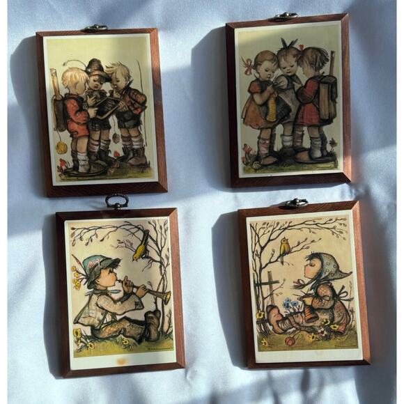 Vintage 1981 Authentic Hummel Reproduction Wall Plaques Set of 4 Cottagecore - Picture 2 of 10
